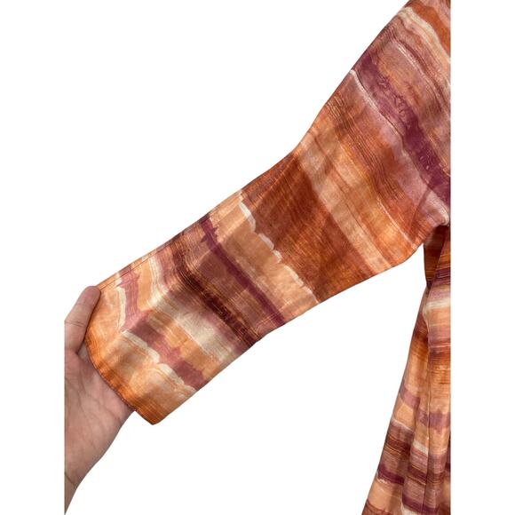 Chico's Open Front Blazer‎ Orange Shadow Striped Linen Blend Women’s Size 16 - Picture 4 of 5